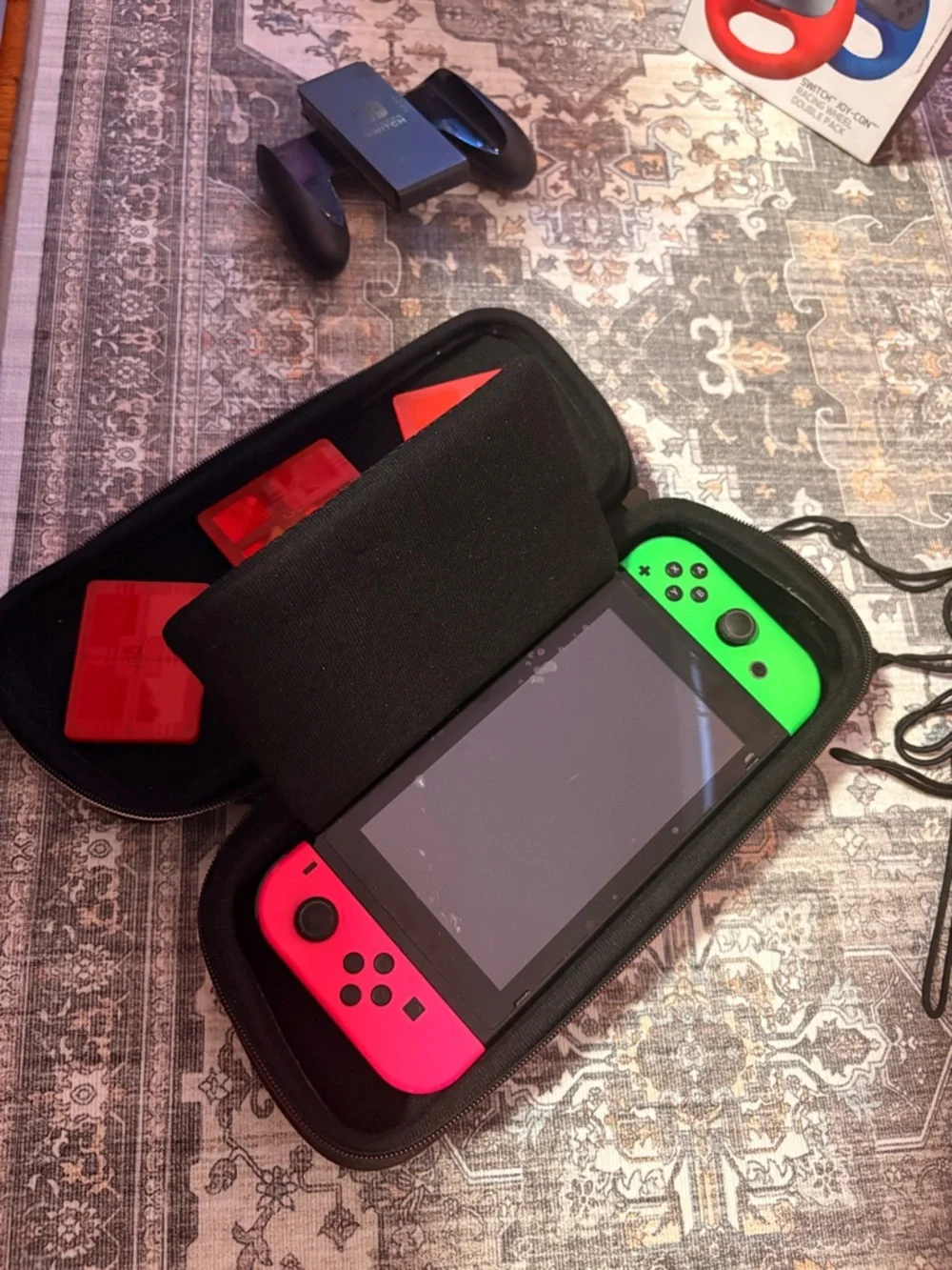 Nintendo Switch with Neon Pink and Neon Green Joy‑Con Set